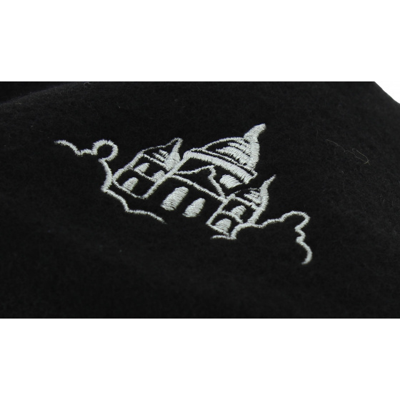 Black Wool Sacré-Cœur Embroidered Beret - Traclet
