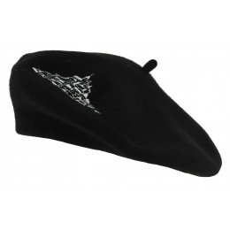 Black Wool Saint-Michel Embroidery Beret - Traclet