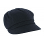 Nelya Linen Navy Newsboy Cap - Mtm