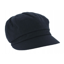Nelya Linen Navy Newsboy Cap - Mtm