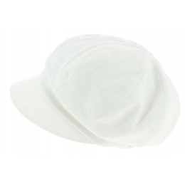 Nelya White Linen Newsboy Cap - Mtm