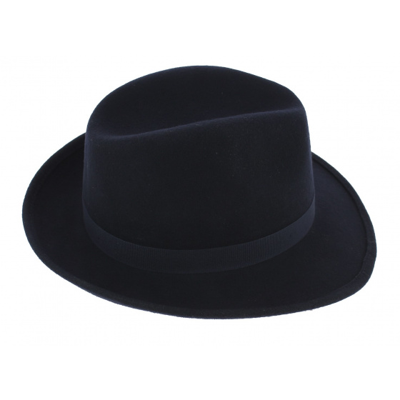 Navy Wool Felt Fedora Hat - Traclet Navy Wool Felt Fedora Hat - Traclet