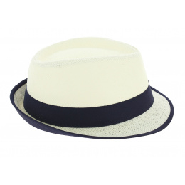 White Straw Paper Trilby Hat for Kids - Traclet