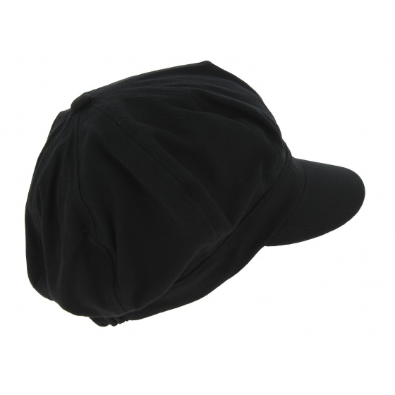 Black Cotton Newsboy Cap - Traclet