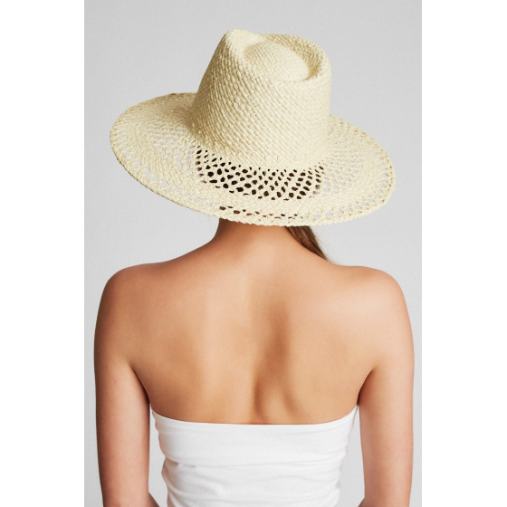 Chapeau Fedora Hampton Beige Paille Raphia - Brixton