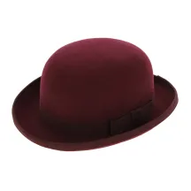 chapeau melon bordeaux feutre laine Reference : 4276 | Chapellerie Traclet
