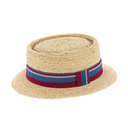 Boater - Sumac PorkPie Hat Natural Straw - Traclet