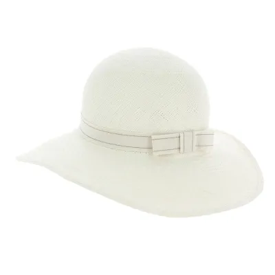 Capeline Panama Monique Ruban Blanc Reference : 4496 | Chapellerie Traclet