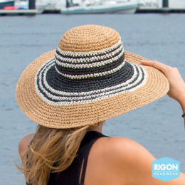 Betina Two-Tone Natural Fiber Wide-Brimmed Hat - Rigon Headwear