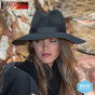 Black Wool Felt Wide-Brimmed Hat Monica - Rigon Headwear