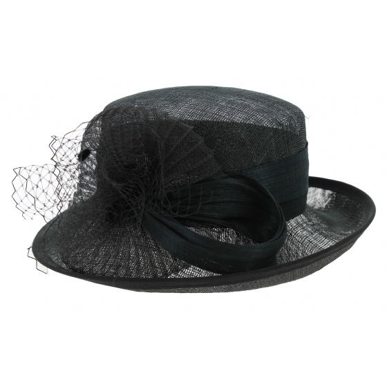 Black ISA Straw Banquière Style Ceremonial Hat - Traclet