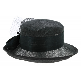 Black ISA Straw Banquière Style Ceremonial Hat - Traclet