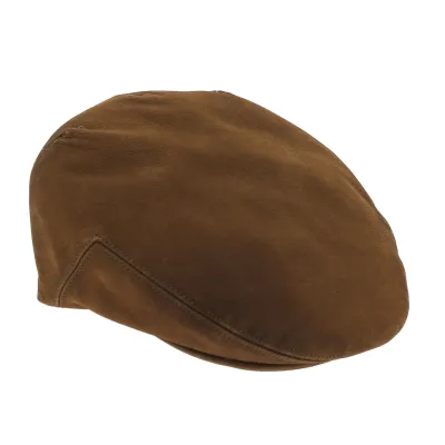 casquette cuir plate caramel - achat casquette cuir Reference : 8258 | Chapellerie Traclet
