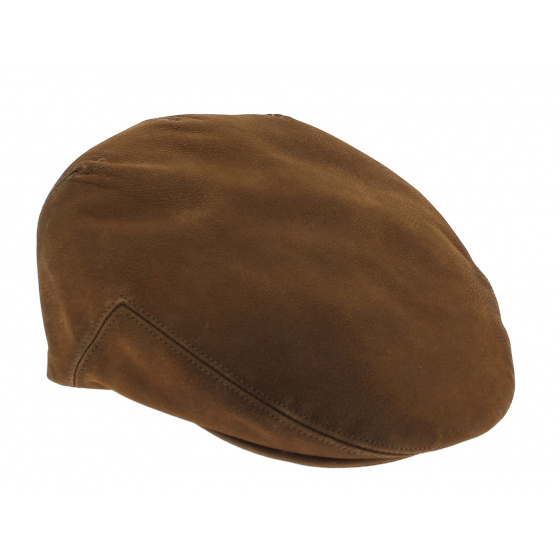 Caramel flat leather cap