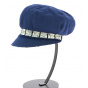 Reversible blue/patterned newsboy cap