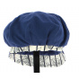 Reversible blue/patterned newsboy cap