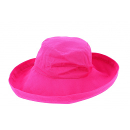 Fuchsia fabric wide-brim hat