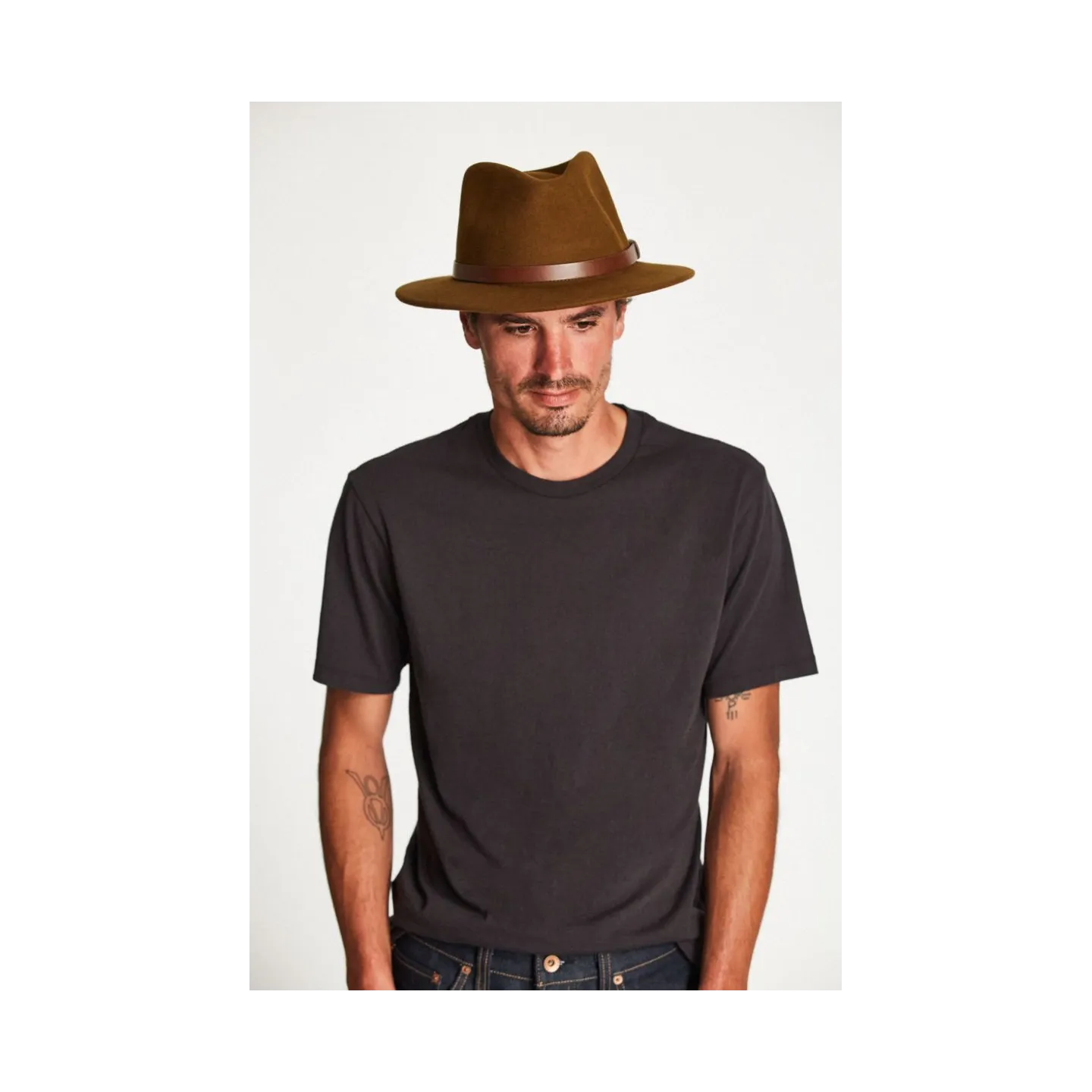 Cognac Wool Felt Fedora Hat Messer - Brixton Reference: 4944 | Traclet Hat Shop