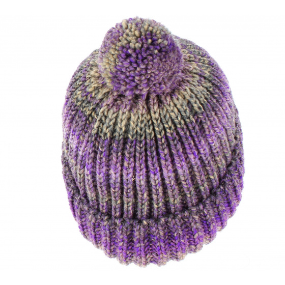 Agrume Purple Beanie with Pompom