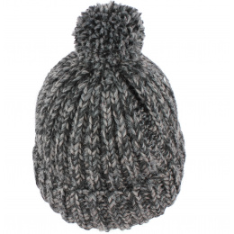 Citrus Beanie with Pompom in heather black