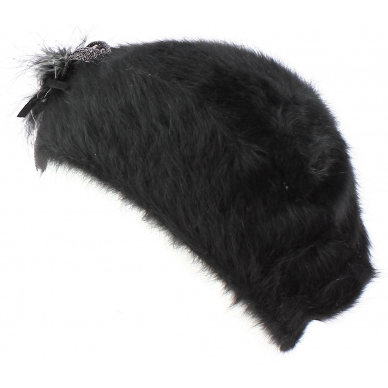 Black Angora Charme Beret - TRACLET