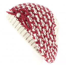 Burgundy/Beige Rosa Beret / Beanie - Traclet