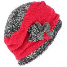 Ethel Red/Gray Wool Toque - Traclet Reference: 1619 | Traclet Millinery