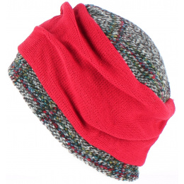 Ethel Red/Gray Wool Toque - Traclet
