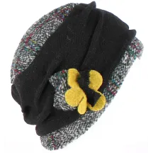 Toque Ethel Laine Noir/Gris- Traclet Reference : 2240 | Chapellerie Traclet