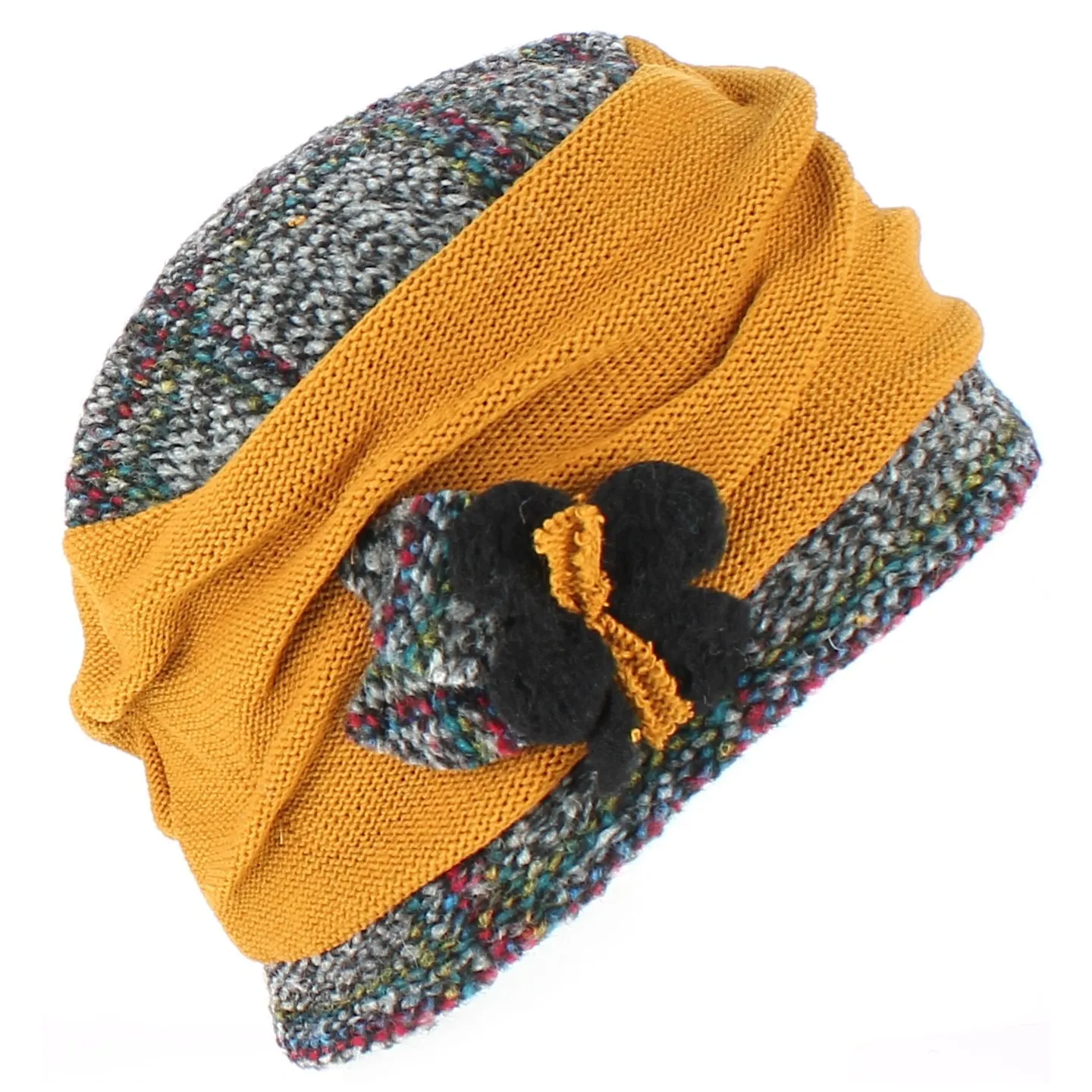 Toque Ethel Laine Jaune Moutarde - Traclet Reference : 3213 | Chapellerie Traclet