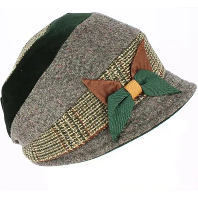 Mirna Wool Patchwork Style Newsboy Cap Black - Traclet Reference: 7709 | Traclet Hat Shop