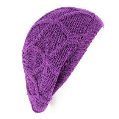 Beret Tricoté Roberti Violet - Traclet-Achat bonnet angora-Bonnet-berret Tricote Rouge Reference : 7283 | Chapellerie Traclet