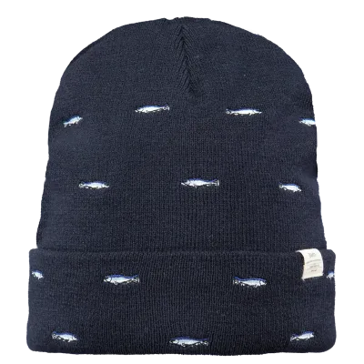 Vinson Navy Blue Fish Embroidered Beanie - Barts Reference: 8392 | Traclet Hat Shop