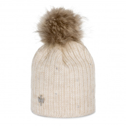Bonnet à pompon MERRY Crème - Pipolaki