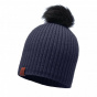Adalwolf Blue Pompom Beanie - Buff