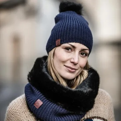 Adalwolf Reversible Blue Snood - Buff Reference: 7630 | Chapellerie Traclet