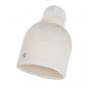 Disa White Pompom Beanie - Buff