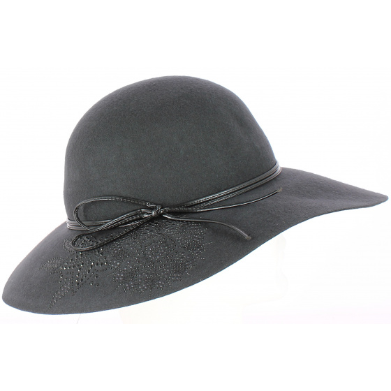 Lorella Wide-Brimmed Wool Hat Anthracite - TRACLET