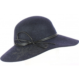 Rochefort Blue Wool Wide-Brimmed Hat - Traclet