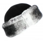 Aksinya Leather & Rabbit Fur Hat Black - Traclet