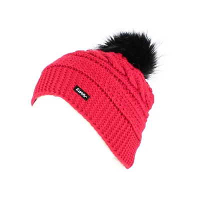 Red Fur Pompom Beanie Shania Fur Crystal - Eisbä Reference: 7242 | Chapellerie Traclet