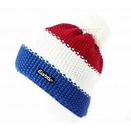 Star Pompom Beanie Blue White Red - Eisbär