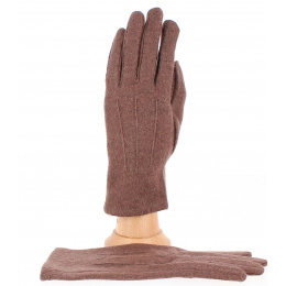 Alice Women's Tactile Gloves Brown Wool - Traclet