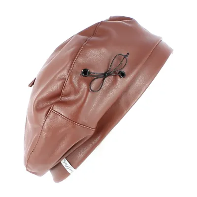 Beret Candide Imitaion Cuir Camel - Traclet- Chapellerie Traclet Reference : 3023 | Chapellerie Traclet