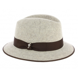Traveller Sylvestre Split Hat in Beige-White Wool Felt 