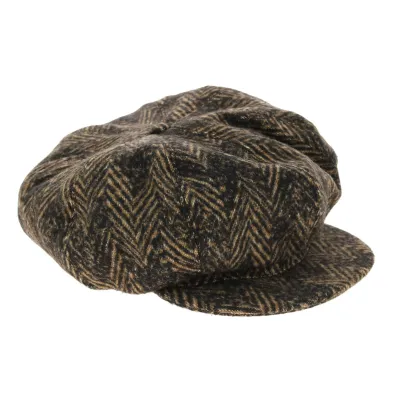 Lynn Wool Newsboy Cap with Herringbone Print Reference: 8475 | Traclet Hat Shop
