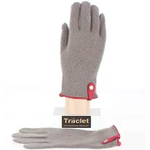 Seville Tactile Gloves in Wool & Cashmere Taupe/Red - Traclet Reference: 8516 | Traclet Hatters