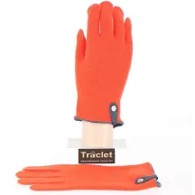 Seville Touchscreen Wool & Cashmere Gloves Orange/Navy - Traclet Reference: 8520 | Chapellerie Traclet