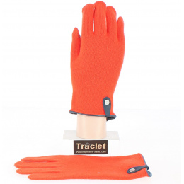 Gants Tactiles Séville Laine & Cachemire Orange/Marine- Traclet