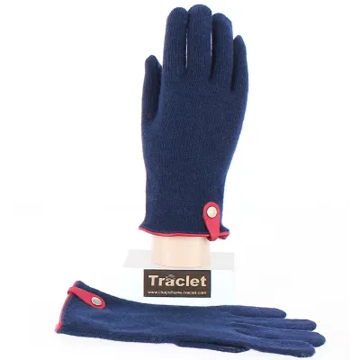 Gants Tactiles Séville Laine & Cachemire Marine/Rouge- Traclet Reference : 8521 | Chapellerie Traclet
